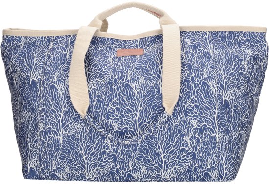 PE Florence Richelle Strandtas XL - Ritssluiting - Schoudertas - Ritsvak - Shopper - Zomertas - Blauw