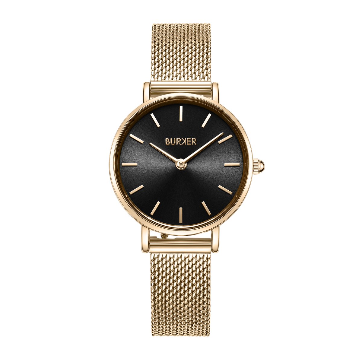 BURKER Ruby Petite Horloge Dames - Rond - Goud Zwart - Milanese Band - 28 mm