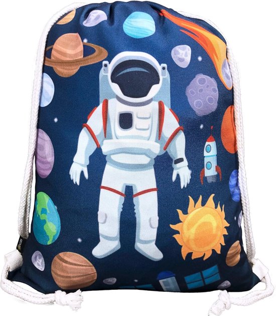 Gymtas voor kinderen, met astronaut, ruimtemotieven, uniseks, voor kleuterschool, kribbe, reizen, sport, geschikt als gymtas, rugzak, speeltas, sporttas, schoenentas - voor meisjes en jongens, Astronaut