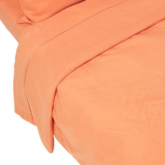 Homescapes Drap plat en lin lavé Orange – 240 x 300 cm