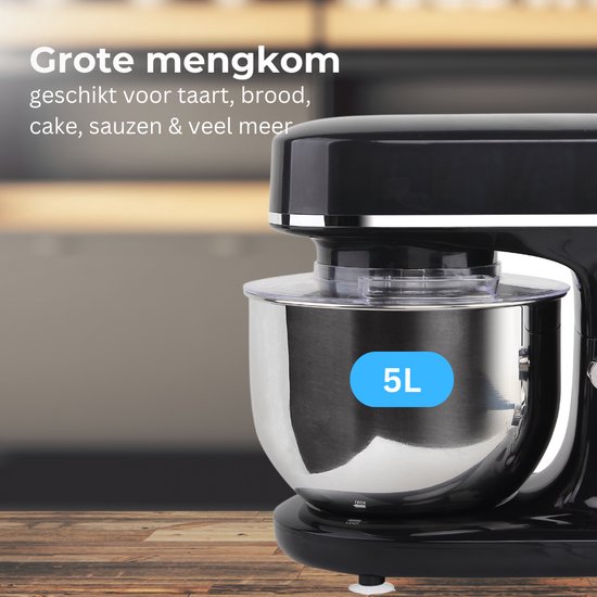 BluMill Keukenmixer- Keukenmachine -  Foodprocessor - 1300 watt - 6 Snelheden - 5 liter – Incl. Accessoires - 4 verschillende kleuren