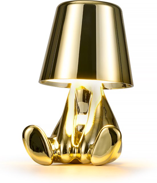 YONO Lampe de Table Décorative Rechargeable - Veilleuse Chambre - Lampe de Bureau Salon - Statues et Figurines de Décoration de Maison - Qui - Or