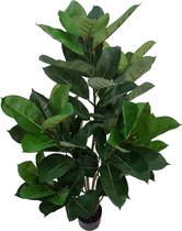 Kunst Rubberboom Groen | 130cm - Namaak rubberboom - Kunstplanten voor binnen - Kunstplant rubberboom