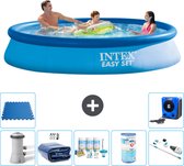 Intex Rond Opblaasbaar Easy Set Zwembad - 366 x 76 cm - Blauw - Inclusief Pomp Solarzeil - Onderhoudspakket - Filter - Stofzuiger - Vloertegels - Warmtepomp