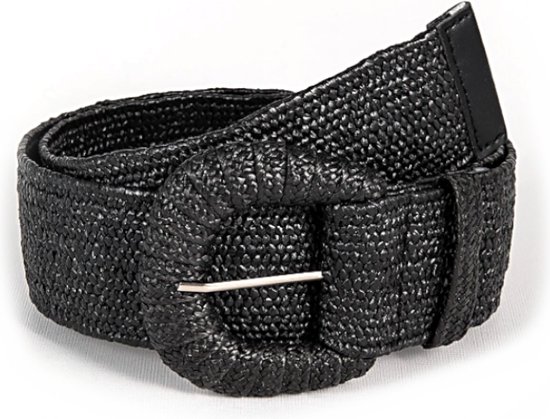 Olivia Gevlochten Riem - Zwart | 95 x 4,5 cm | Rotan/Stro | Kunststof/Polyester | Fashion Favorite