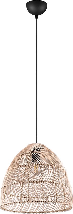 LED Hanglamp - Hangverlichting - Trion Kei - E27 Fitting - 1-lichts - Rond - Bruin - Rotan