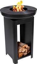 Bol.com BBQ Collection 3-in-1 Vuurkorf en Grillplaat - Tuinhaard 61 x 90 cm - met Teppanyaki Bakplaat - Plancha BBQ met Brandhou... aanbieding