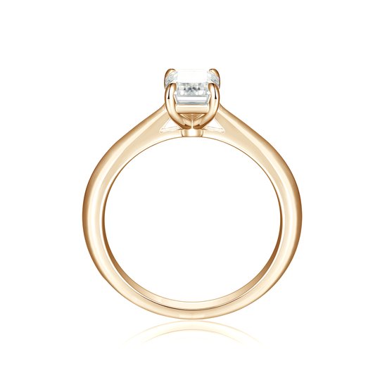 Elysium - 14k Roségouden Smaragd Solitair Moissanite Ring - 1.75.