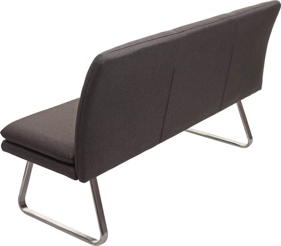 Canapé MCW-H70, canapé de salle à manger canapé rembourré, dossier tissu/textile acier inoxydable brossé ~ gris marron 160cm