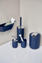 Set de toilettes Brasil, porte-brosse de haute qualité avec surface mate en plastique incassable, sans BPA, idéal pour la salle de bain et les toilettes d'invités, avec brosse WC, Ø 10 x 37 cm, bleu foncé