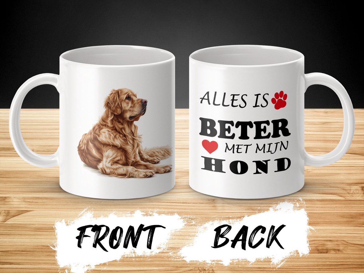 Mok Golden Retriever Alles is beter met mijn hond - dog - doglover