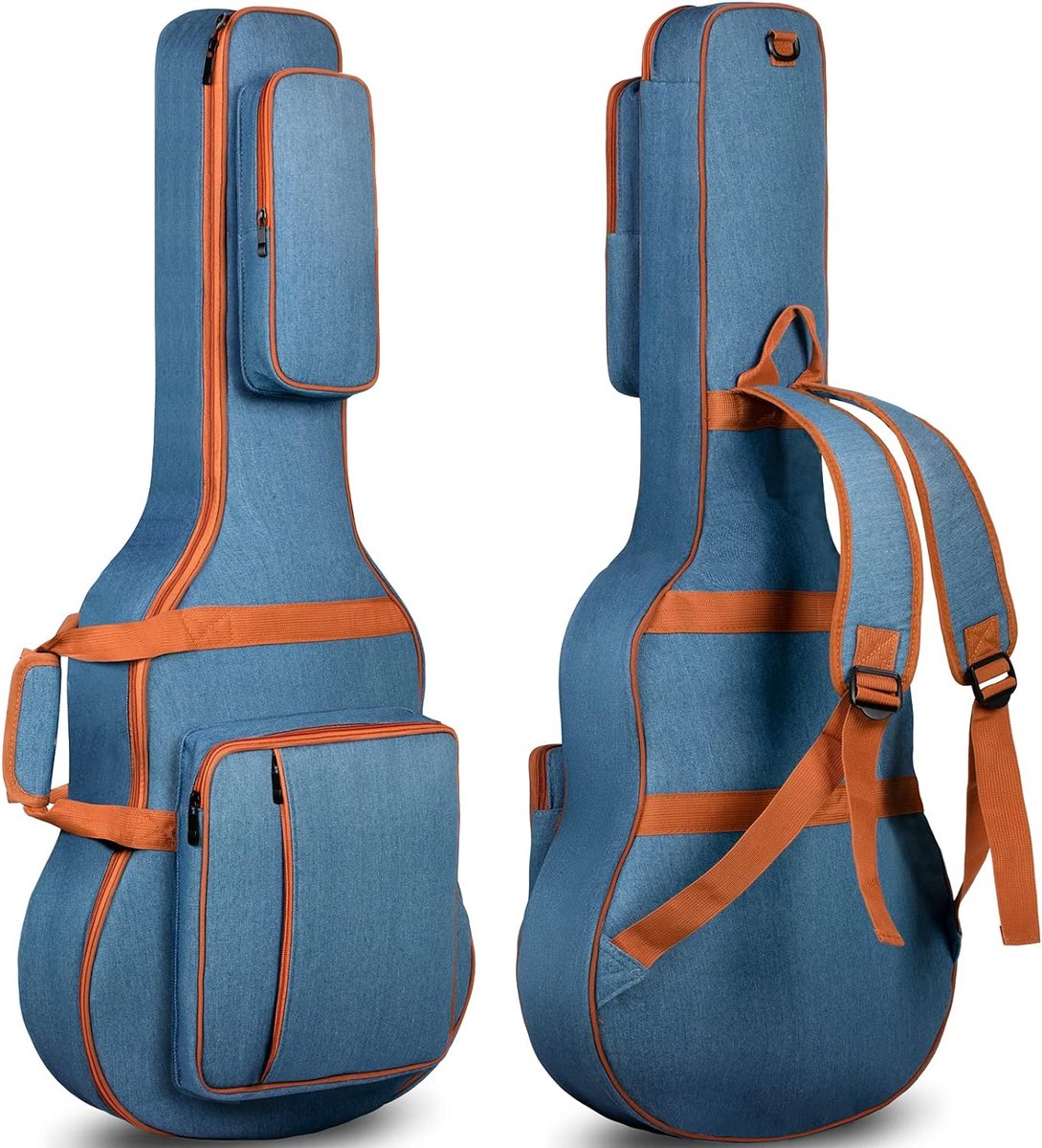 Gigbag voor akoestische en klassieke gitaar 8 mm gevoerde waterdichte gitaarkoffer met 3 opbergvakken Gitaarkoffer voor 40 41 42 inch gitaar, blauw, gitaartas