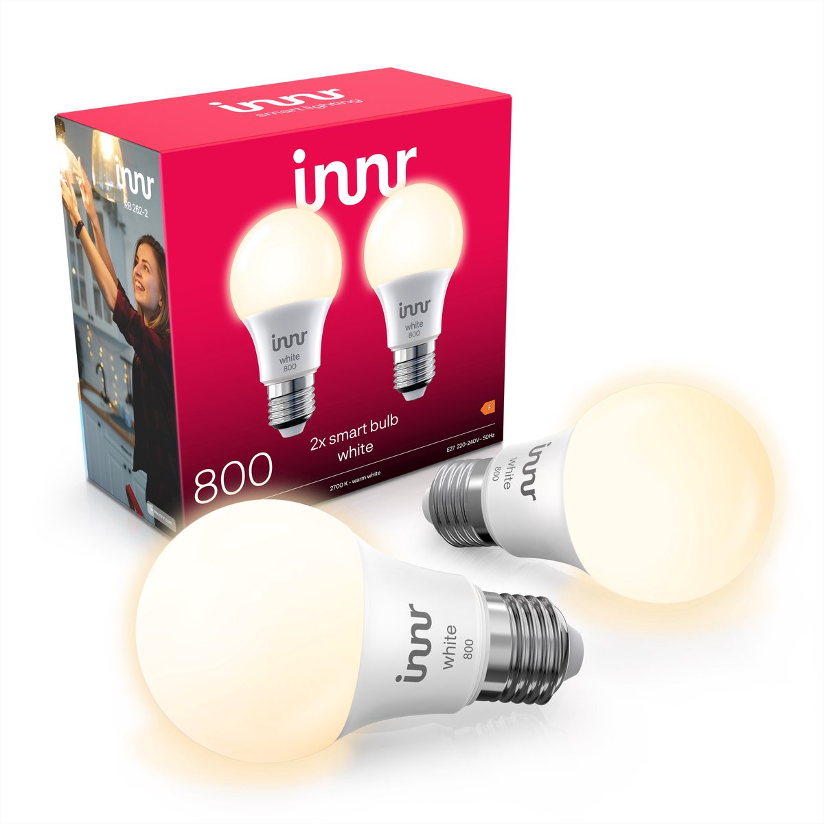 Innr smart E27 LED lamp - geschikt voor Philips Hue - Zigbee bulb - warmwit licht - slimme lamp - dimbaar - 806 lumen - 2 pack — afbeelding 1