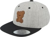 Hatstore- Kids Teddy Bear Engraved Patch Heather Grey/Black - Kiddo Cap Cap