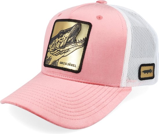 Hatstore- Grisjävel Gold Velvet Pink/White A-frame Trucker - Skillfish Cap
