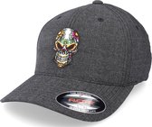 Hatstore- Evil Skull Patch Melange Grey Flexfit - Calaveras Cap