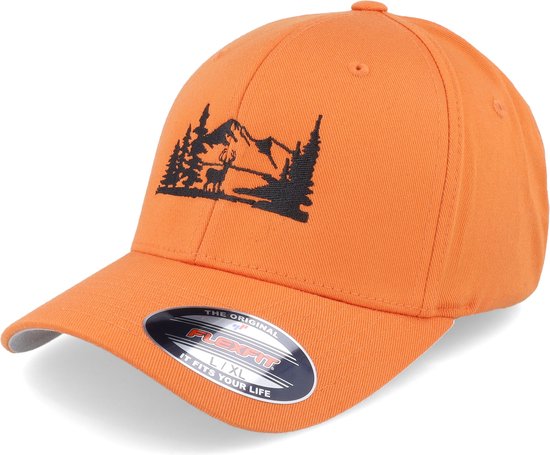Hatstore- Buck Nature Silhouette Orange Flexfit - Wild Spirit Cap