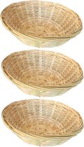 Broodmandje rond - 3 stuks - riet bamboe - 20cm - broodmand - fruitmand