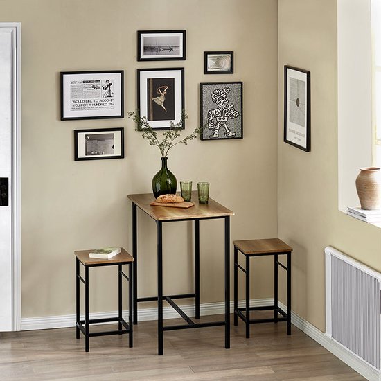 SoBuy OGT10-N Bistrotafel 3-delige Tafel met 2 stoelen Bartafelset Eettafel