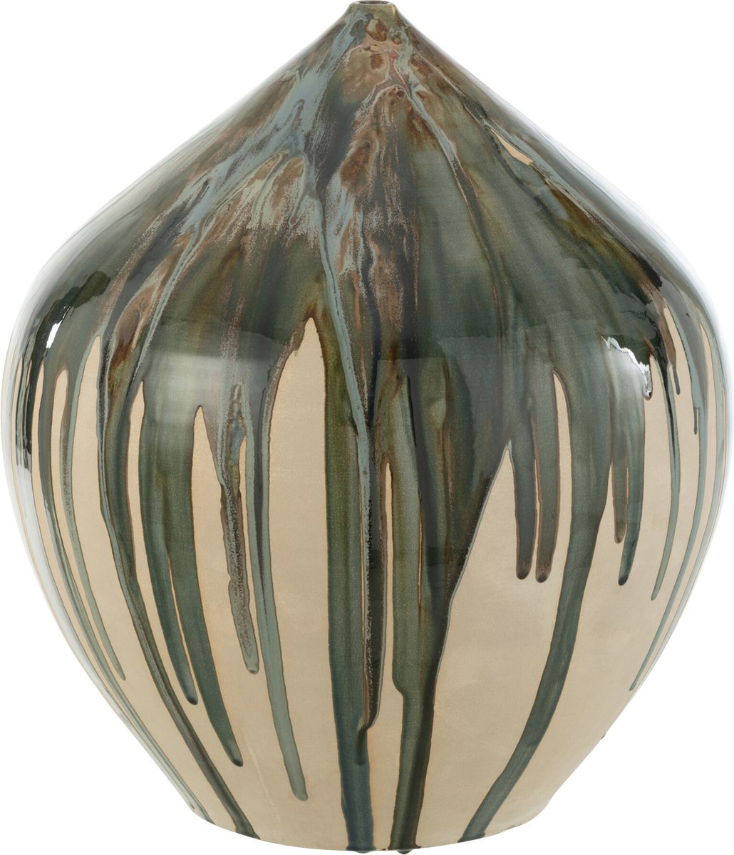 J-Line vaas Hoog Verf - keramiek - naturel/groen - 45 cm hoog Multi