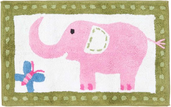 Homescapes kindervloerkleed roze olifant 100% katoen