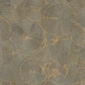 Papier peint graphique Profhome 379003-GU papier peint intissé légèrement texturé avec motif graphique gris or brillant 5,33 m2