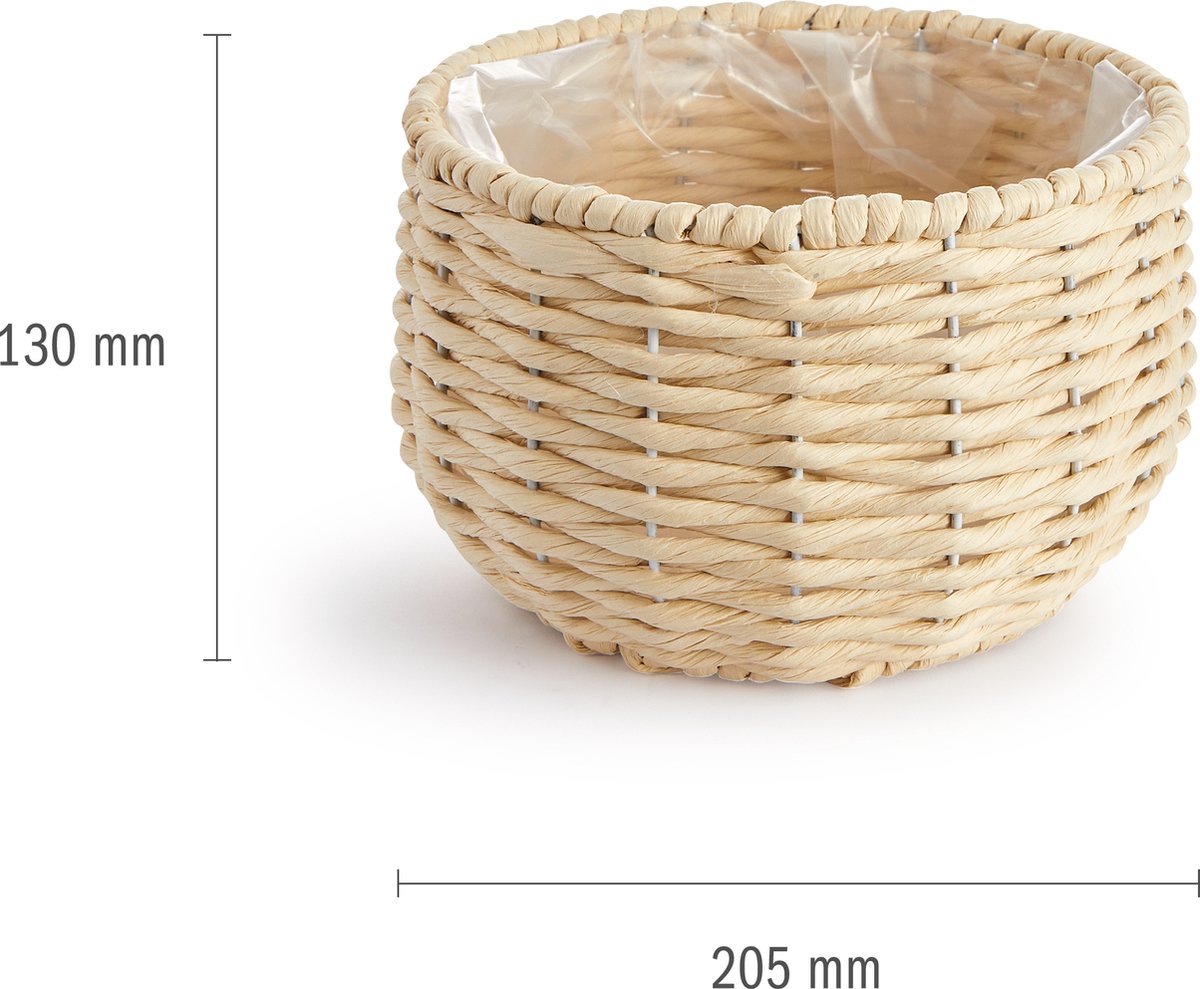 Paco Home Bloempot Sierbloempot Bloemenbak Binnenkant Plantenpot Set Mand Gevlochten Hout Beige
