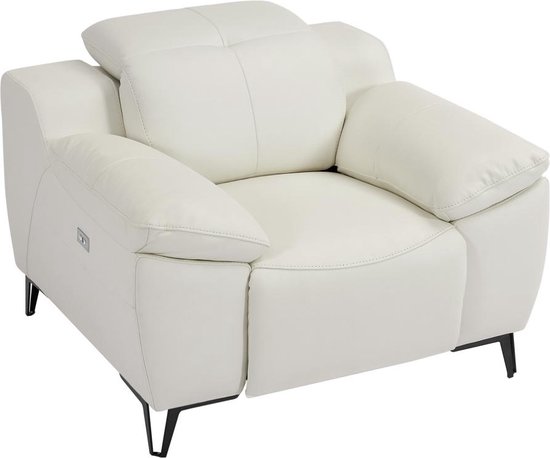 LINEA SOFA Elektrische relax-fauteuil van wit leer ROVETO L 115 cm x H 78 cm x D 112 cm