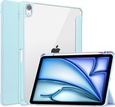 Hoozey - Tablet hoes geschikt voor iPad Air (2024) - Acrylic Trifold case met Pencil houder - 11 inch - Lichtblauw