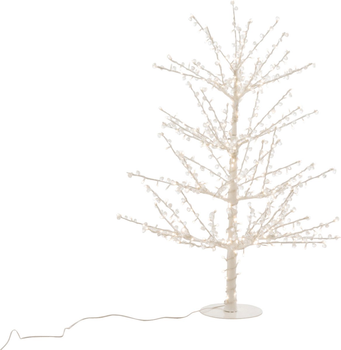 J-Line decoratie boom Kaal Parel - metaal - wit - small - LED lichtjes