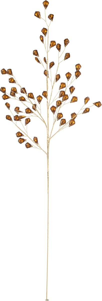 J-Line decoratie tak Steentjes Strass - kunststof - amber - 12 stuks