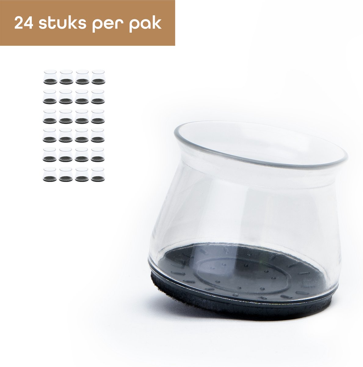 Baulk® - Stoelpoot beschermers – Stoelpootdoppen – Stoeldoppen – Transparant – Anti-kras – L – 3.6cm tot 4.8cm