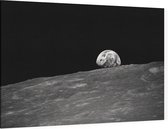 Moon with Earth over horizon (ruimtevaart) - Foto op Canvas - 60 x 40 cm