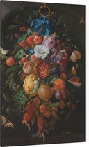 Festoen van vruchten en bloemen, Jan Davidsz. de Heem - Foto op Canvas - 100 x 150 cm