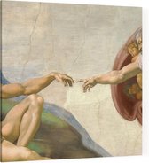 Schepping van Adam, Michelangelo Buonarroti - Foto op Canvas - 100 x 100 cm