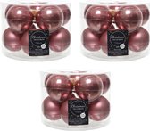 30x Oud roze glazen kerstballen 6 cm - glans en mat - Glans/glanzende - Kerstboomversiering oud roze