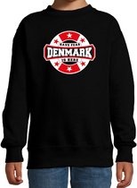 Have fear Denmark is here sweater met sterren embleem in de kleuren van de Deense vlag - zwart - kids - Denemarken supporter / Deens elftal fan trui / EK / WK / kleding 170/176