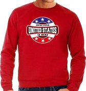 Have fear United States is here / Amerika supporter sweater rood voor heren L