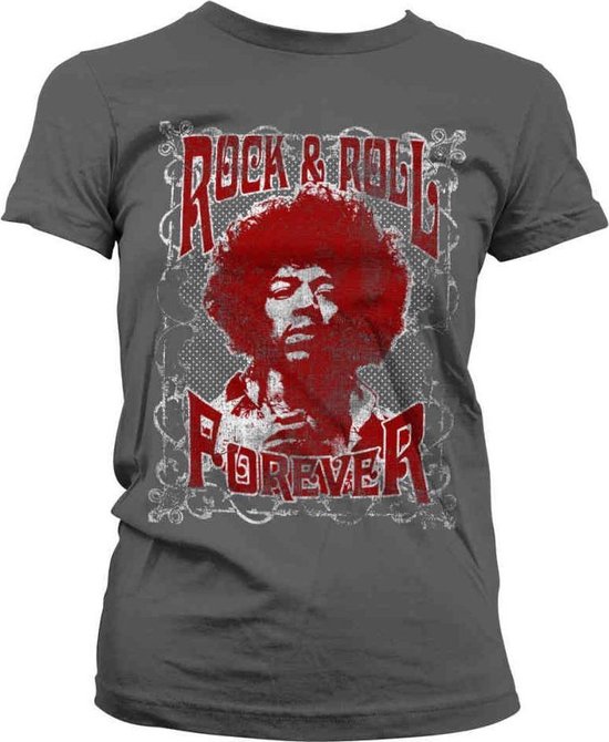 Jimi Hendrix Dames Tshirt -M- Rock 'n Roll Forever Grijs