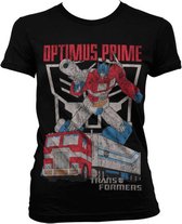 Transformers Dames Tshirt -S- Optimus Prime Distressed Zwart