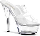 Pleaser Muiltjes -37 Shoes- KISS-202 Paaldans schoenen Transparant/Zilverkleurig