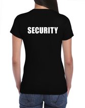Security t-shirt zwart voor dames - bedrukking aan voor- en achterkant - beveiliger shirt L