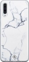 Samsung A70 hoesje siliconen - Marmer grijs | Samsung Galaxy A70 case | grijs | TPU backcover transparant