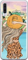 Samsung A70 hoesje siliconen - Sunset girl | Samsung Galaxy A70 case | multi | TPU backcover transparant