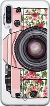 Samsung A70 hoesje siliconen - Hippie camera | Samsung Galaxy A70 case | Roze | TPU backcover transparant