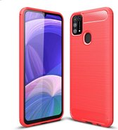 Armor Brushed TPU Back Cover - Samsung Galaxy M31 Hoesje - Rood
