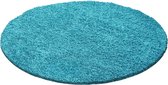 Hoogpolig vloerkleed Dream - turquoise - rond - 80x80 cm