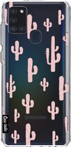 Casetastic Samsung Galaxy A21s (2020) Hoesje - Softcover Hoesje met Design - American Cactus Pink Print