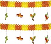 Set van 2x stuks Mexico slingers fiesta party thema 4 meter - Mexicaanse feestartikelen thema versieringen