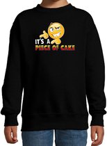 Funny emoticon sweater Piece of cake zwart kids 12-13 jaar (152/164)